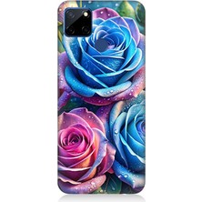 Realme C12 Uyumlu Gökkuşağı Renkli Güller  Desenli Silikon Kılıf