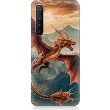 Realme Xt Uyumlu Dağların Üzerinde Ejderha  Desenli Silikon Kılıf