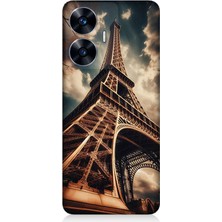 Realme C55 Uyumlu Yükselen Eyfel Kulesi Işıltısı  Desenli Silikon Kılıf