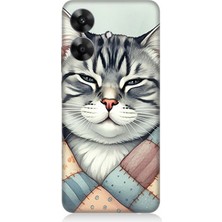 Realme Note 60 Uyumlu Yamalı Sevimli Kedi  Desenli Silikon Kılıf