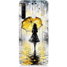 Realme 6i Uyumlu Yağmurda Sarı Şemsiye Altında  Desenli Silikon Kılıf