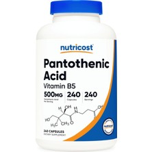 Nutricost Pantothenic Acid Vitamin B5 500 mg 240 Capsul.abd Meşei
