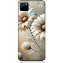 Realme C21Y Uyumlu Yumuşak Beyaz Papatya Güzelliği  Desenli Silikon Kılıf