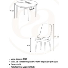 Adel Serisi 90X90 Atlantik Çam Mdf Mutfak Masa Takımı 4 Adet Sandalye