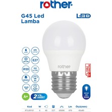 ROTHER RTL09101 Rother G45 LED Ampul 6W E27 470 Lümen 6000K Beyaz Işık - Enerji Tasarruflu Ampul