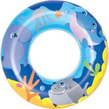 Çocuklar Için Deniz ve Havuz Simidi 51 cm Canlı Desenli Mavi