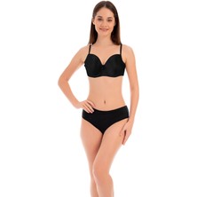Kadın Siyah Balenli Boş Kap Bikini Takımı – 2 Parça Destekli Askılı C6T7N1O52-5