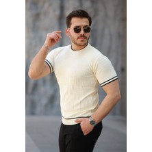 Erkek Jakarlı Ribanalı Kısa Kollu T-Shirt