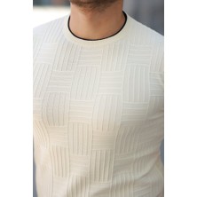 Erkek Jakarlı Ribanalı Kısa Kollu T-Shirt