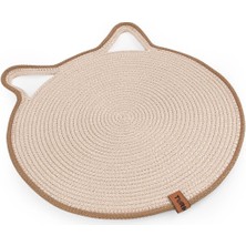 Jüt Hasır Kulaklı Yuvarlak Kedi Köpek Mama, yatak önü Paspası, Matı