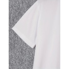 Baskılı Oversize Bisiklet Yaka T-Shirt - Beyaz