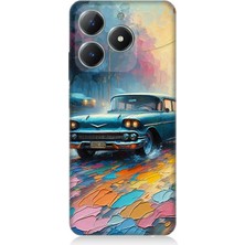 Realme C61 Uyumlu Renkli Yol Üzerinde Araba  Desenli Silikon Kılıf