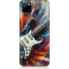 Realme C12 Uyumlu Alevler Içinde Elektrik Gitar  Desenli Silikon Kılıf