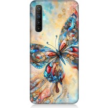 Realme X2 Uyumlu Parlayan Renkli Kelebek  Desenli Silikon Kılıf