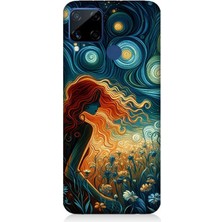 Realme C15 Uyumlu Yıldızlarla Uyuyan Kadın  Desenli Silikon Kılıf