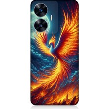Realme C55 Uyumlu Ateşle Dans Eden Anka  Desenli Silikon Kılıf