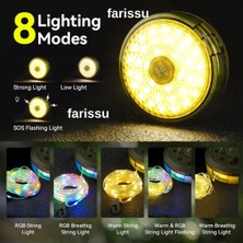 Farissu 8 Fonksiyonlu 10 Metre Rgb LED Kamp Lambası | Powerbank Özellikli, Type-C Şarjlı, Taşınabilir Işık Zinciri