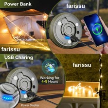 Farissu 8 Fonksiyonlu 10 Metre Rgb LED Kamp Lambası | Powerbank Özellikli, Type-C Şarjlı, Taşınabilir Işık Zinciri