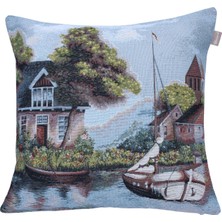 BELIEVE HOME LAKE JAKARLI DOKUMA GOBLEN   DEKORATİF KIRLENT KILIFI  45*45