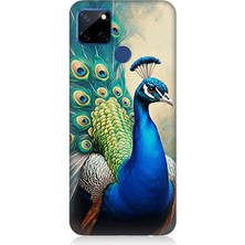 Realme C12 Uyumlu Gururlu Tavuskuşu Tüyleri  Desenli Silikon Kılıf