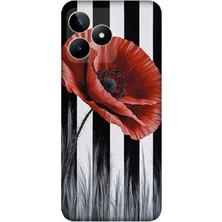 Realme C53 Uyumlu Siyah Çizgide Gelincik  Desenli Silikon Kılıf