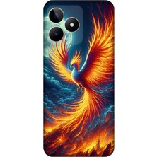 Realme C53 Uyumlu Ateşle Dans Eden Anka  Desenli Silikon Kılıf