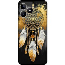 Realme C53 Uyumlu Siyaha Altın Düş Kapanı  Desenli Silikon Kılıf