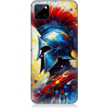 Realme C12 Uyumlu Kızıl Miğferli Savaşçı  Desenli Silikon Kılıf