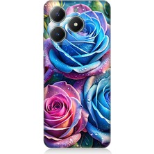 Realme C61 Uyumlu Gökkuşağı Renkli Güller  Desenli Silikon Kılıf