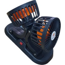 2 Kademeli Çift Başlı 360 ° Dönebilen Araç Fanı 12V USB Girişli Oto Fan Soğutucu Vantilatör