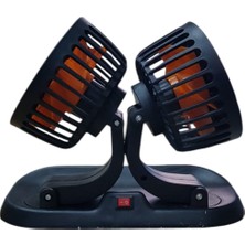 2 Kademeli Çift Başlı 360 ° Dönebilen Araç Fanı 12V USB Girişli Oto Fan Soğutucu Vantilatör