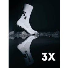 3 Çift Özel Beyaz Kaydırmaz Silikon Havlu Taban Dikişsiz Maç Pro Sporcu Çorabı