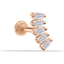 14 Ayar Altın 5 Baget Taşlı Minimal Tragus Piercing