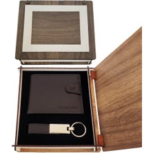 Ahşap Kutulu Anahtarlık ve Cüzdan Set