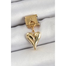 316L Çelik Sallantılı Kalp Model Gold Renk Nomination Charm - TJ-BC1399