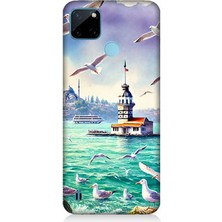 Realme C21Y Uyumlu Martılar Arasında Kız Kulesi  Desenli Silikon Kılıf