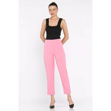 Ön Çimalı Bel Lastikli Kadın Dar Paça Pantolon P-00017669