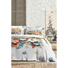 %100 Pamuk Ranforce Çeyizlik Luxury 5d Dijital Çift Kişilik Nevresim Takımı Lotus