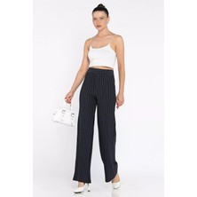 Çizgi Desenli Bol Paça Kadın Pantolon P-00017666