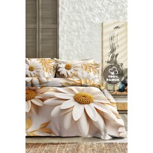 %100 Pamuk Ranforce Çeyizlik Luxury 5d Dijital Çift Kişilik Nevresim Takımı Papatya