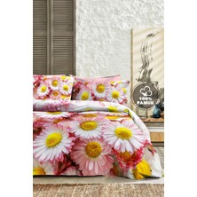 %100 Pamuk Ranforce Çeyizlik Luxury 5d Dijital Çift Kişilik Nevresim Takımı Papatya