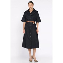 Kadın Kemerli Jean Kot Elbise P-00017586