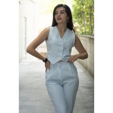 Trend Model Yelek Pantolon Çizgili Takım 1263