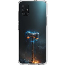 Dali Design Samsung Galaxy A71 Uyumlu Şeffaf Kılıf Çekiç Tasarımlı