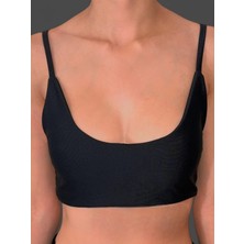 Buvıa Siyah Atlet Form Bikini Üstü – Minimal & Desteksiz Tasarım