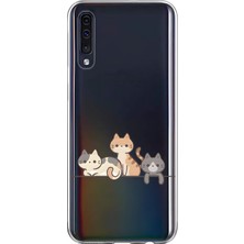 Dali Design Samsung Galaxy A70 Uyumlu Şeffaf Kılıf Kedişler 4 Tasarımlı