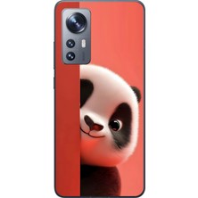 Dali Design Xiaomi Mi 12 Uyumlu Şeffaf Kılıf 4 Peluş Panda Tasarımlı