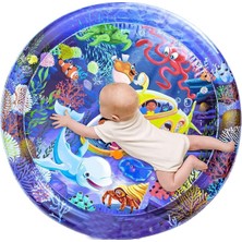 Serenity Haven Mavi Yuvarlak Bebek Su Oyun Matı, 110 Cm, Güvenli ve Eğlenceli Tummy Time Alanı