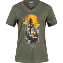 2AS Alone Baskılı V Yaka Kadın T-Shirt 413