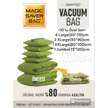 About The Perfect Yeşil Vakumlu Hurç Seti, Yorgan ve Gardırop Düzenleyici, 10'lu Paket